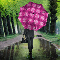 Pink Hawaiian Quilt Umbrella Hawaii Pineapple Monstera Palaka Motifs LT14 - Polynesian Pride