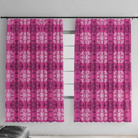 Pink Hawaiian Quilt Window Curtain Hawaii Pineapple Monstera Palaka Motifs LT14 With Hooks Pink - Polynesian Pride