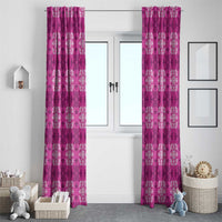 Pink Hawaiian Quilt Window Curtain Hawaii Pineapple Monstera Palaka Motifs LT14 - Polynesian Pride