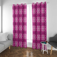Pink Hawaiian Quilt Window Curtain Hawaii Pineapple Monstera Palaka Motifs LT14 With Grommets Pink - Polynesian Pride