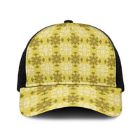 Yellow Hawaiian Quilt Baseball Net Cap Hawaii Pineapple Monstera Palaka Motifs LT14 One Size Black Yellow - Polynesian Pride