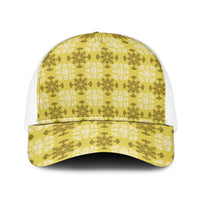 Yellow Hawaiian Quilt Baseball Net Cap Hawaii Pineapple Monstera Palaka Motifs LT14 One Size White Yellow - Polynesian Pride