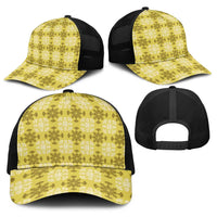 Yellow Hawaiian Quilt Baseball Net Cap Hawaii Pineapple Monstera Palaka Motifs LT14 - Polynesian Pride