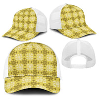 Yellow Hawaiian Quilt Baseball Net Cap Hawaii Pineapple Monstera Palaka Motifs LT14 - Polynesian Pride