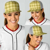 Yellow Hawaiian Quilt Baseball Net Cap Hawaii Pineapple Monstera Palaka Motifs LT14 - Polynesian Pride