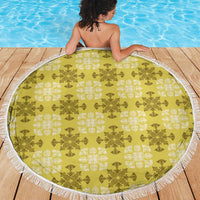 Yellow Hawaiian Quilt Beach Blanket Hawaii Pineapple Monstera Palaka Motifs LT14 - Polynesian Pride
