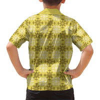 Yellow Hawaiian Quilt Kid Hawaiian Shirt Hawaii Pineapple Monstera Palaka Motifs LT14 - Polynesian Pride