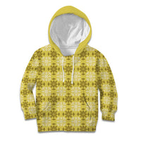 Yellow Hawaiian Quilt Kid Hoodie Hawaii Pineapple Monstera Palaka Motifs LT14 Hoodie Yellow - Polynesian Pride