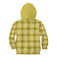 Yellow Hawaiian Quilt Kid Hoodie Hawaii Pineapple Monstera Palaka Motifs LT14 - Polynesian Pride