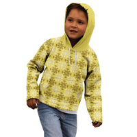 Yellow Hawaiian Quilt Kid Hoodie Hawaii Pineapple Monstera Palaka Motifs LT14 - Polynesian Pride