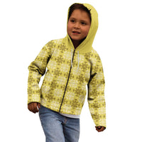 Yellow Hawaiian Quilt Kid Hoodie Hawaii Pineapple Monstera Palaka Motifs LT14 - Polynesian Pride