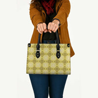 Yellow Hawaiian Quilt Leather Bag Hawaii Pineapple Monstera Palaka Motifs LT14 - Polynesian Pride