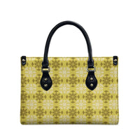 Yellow Hawaiian Quilt Leather Bag Hawaii Pineapple Monstera Palaka Motifs LT14 - Polynesian Pride