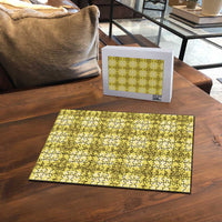 Yellow Hawaiian Quilt Puzzle Hawaii Pineapple Monstera Palaka Motifs LT14 - Polynesian Pride