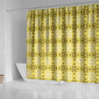 Yellow Hawaiian Quilt Shower Curtain Hawaii Pineapple Monstera Palaka Motifs LT14 - Polynesian Pride