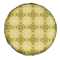 Yellow Hawaiian Quilt Spare Tire Cover Hawaii Pineapple Monstera Palaka Motifs LT14 - Polynesian Pride
