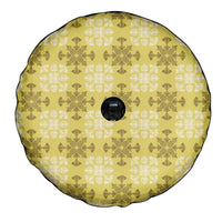Yellow Hawaiian Quilt Spare Tire Cover Hawaii Pineapple Monstera Palaka Motifs LT14 - Polynesian Pride
