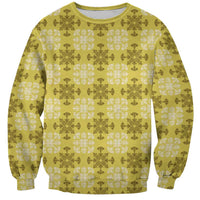 Yellow Hawaiian Quilt Sweatshirt Hawaii Pineapple Monstera Palaka Motifs LT14 Unisex Yellow - Polynesian Pride