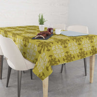 Yellow Hawaiian Quilt Tablecloth Hawaii Pineapple Monstera Palaka Motifs LT14 - Polynesian Pride