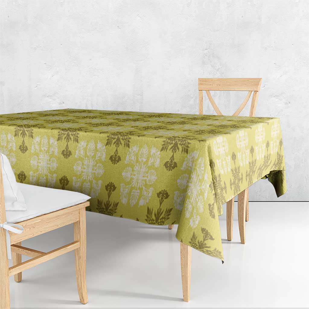 Yellow Hawaiian Quilt Tablecloth Hawaii Pineapple Monstera Palaka Motifs LT14 - Polynesian Pride