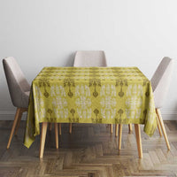 Yellow Hawaiian Quilt Tablecloth Hawaii Pineapple Monstera Palaka Motifs LT14 - Polynesian Pride