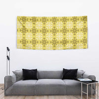 Yellow Hawaiian Quilt Tapestry Hawaii Pineapple Monstera Palaka Motifs LT14 - Polynesian Pride