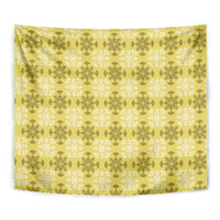 Yellow Hawaiian Quilt Tapestry Hawaii Pineapple Monstera Palaka Motifs LT14 - Polynesian Pride