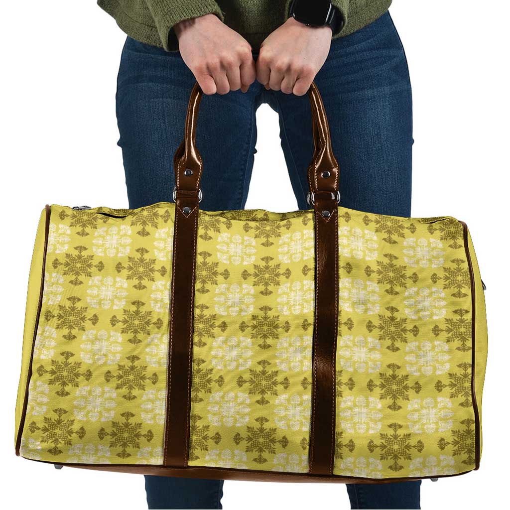 Yellow Hawaiian Quilt Travel Bag Hawaii Pineapple Monstera Palaka Motifs LT14 Yellow - Polynesian Pride
