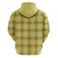 Yellow Hawaiian Quilt Zip Hoodie Hawaii Pineapple Monstera Palaka Motifs LT14 - Polynesian Pride