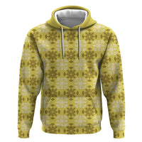 Yellow Hawaiian Quilt Zip Hoodie Hawaii Pineapple Monstera Palaka Motifs LT14 Pullover Hoodie Yellow - Polynesian Pride