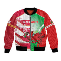 Japan and Wales Rugby Custom Bomber Jacket Brave Blossoms Welsh Dragon Together