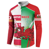 Japan and Wales Rugby Custom Button Sweatshirt Brave Blossoms Welsh Dragon Together