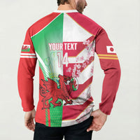 Japan and Wales Rugby Custom Button Sweatshirt Brave Blossoms Welsh Dragon Together