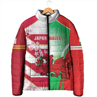 Japan and Wales Rugby Custom Padded Jacket Brave Blossoms Welsh Dragon Together LT14 - Polynesian Pride
