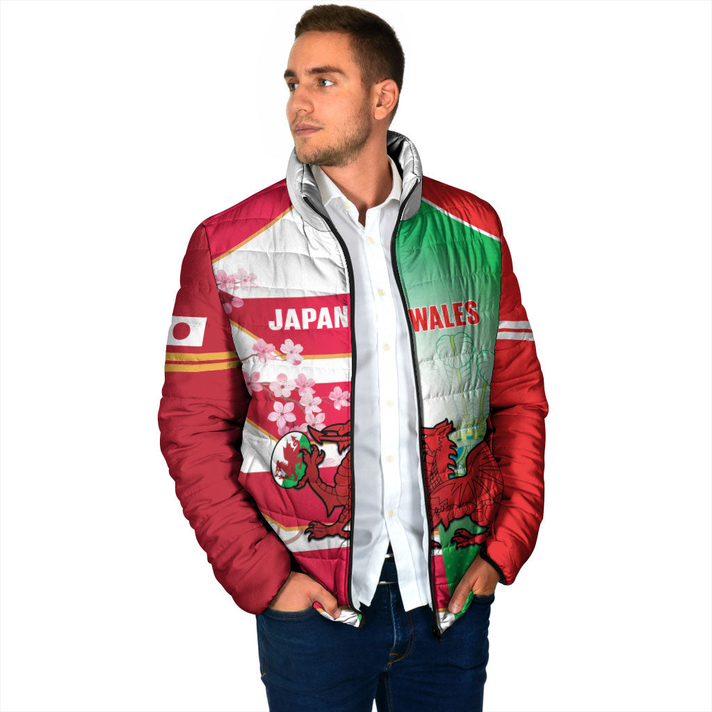 Japan and Wales Rugby Custom Padded Jacket Brave Blossoms Welsh Dragon Together LT14 - Polynesian Pride