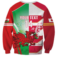 Japan and Wales Rugby Custom Sweatshirt Brave Blossoms Welsh Dragon Together