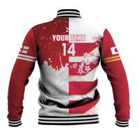Japan and England Rugby Custom Baseball Jacket Brave Blossoms Red Roses Together