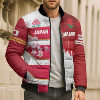 Japan and England Rugby Custom Bomber Puffer Jacket Brave Blossoms Red Roses Together LT14 - Polynesian Pride