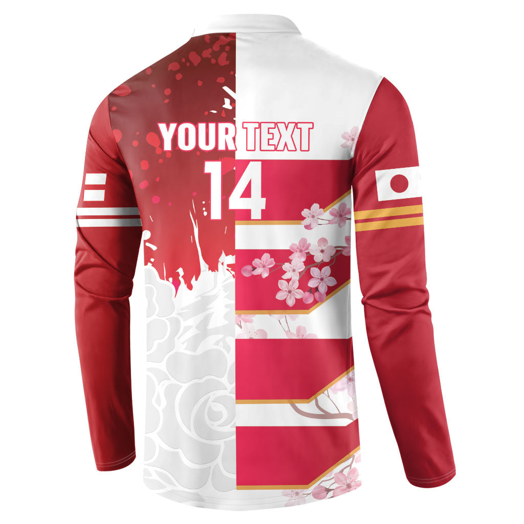 Japan and England Rugby Custom Button Sweatshirt Brave Blossoms Red Roses Together LT14 - Polynesian Pride