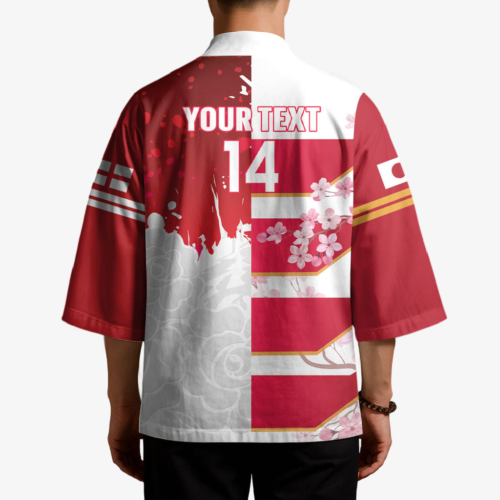 Japan and England Rugby Custom Kimono Brave Blossoms Red Roses Together