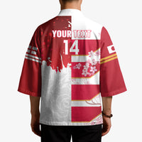 Japan and England Rugby Custom Kimono Brave Blossoms Red Roses Together
