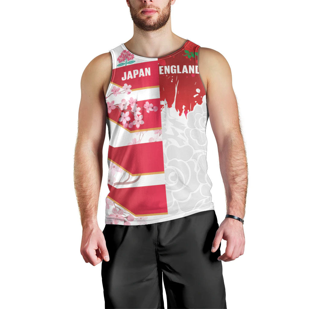 Japan and England Rugby Custom Men Tank Top Brave Blossoms Red Roses Together LT14 - Polynesian Pride