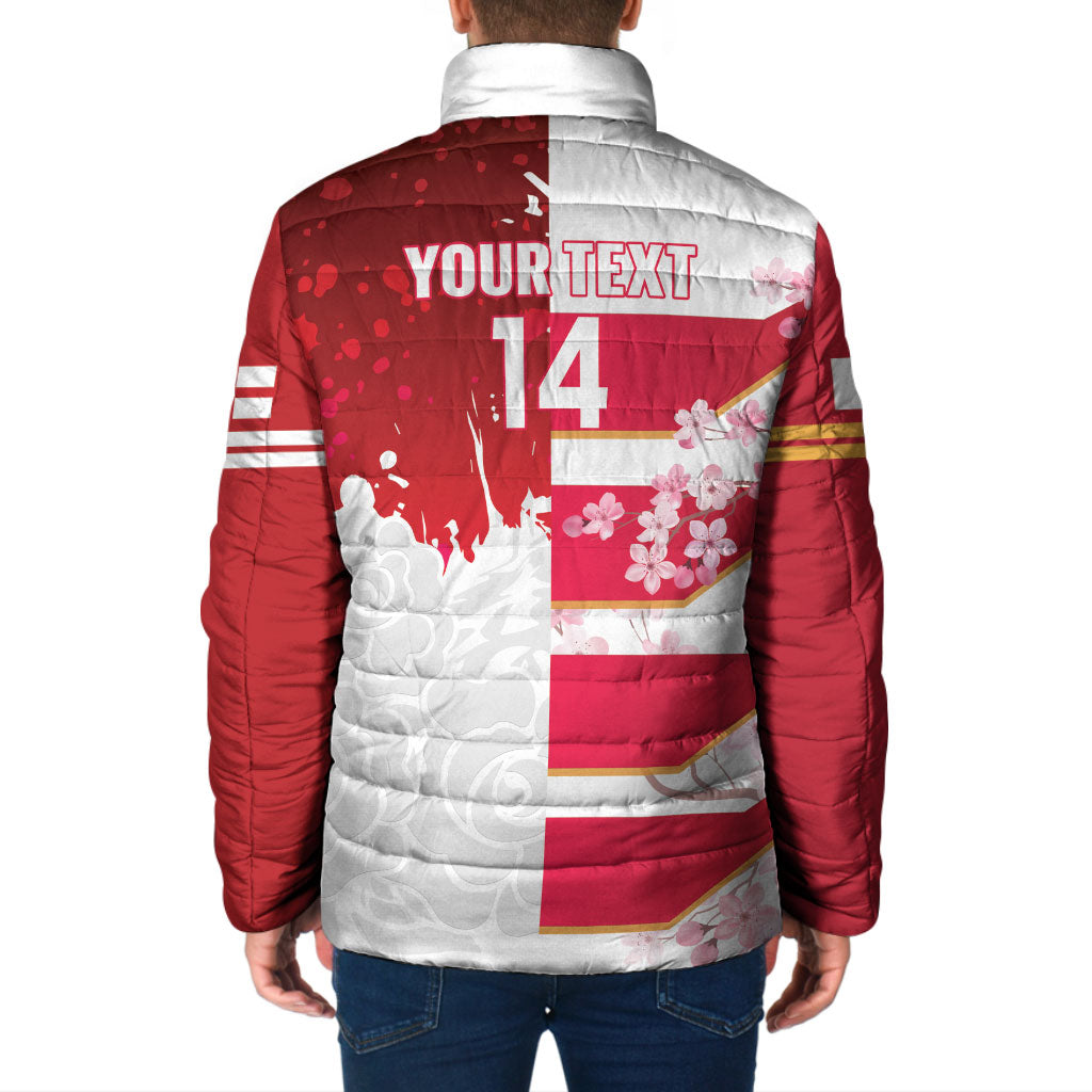 Japan and England Rugby Custom Padded Jacket Brave Blossoms Red Roses Together LT14 - Polynesian Pride
