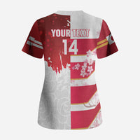 Japan and England Rugby Custom Scrub Top Brave Blossoms Red Roses Together