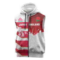 Japan and England Rugby Custom Sleeveless Zip Hoodie Brave Blossoms Red Roses Together LT14 Red - Polynesian Pride