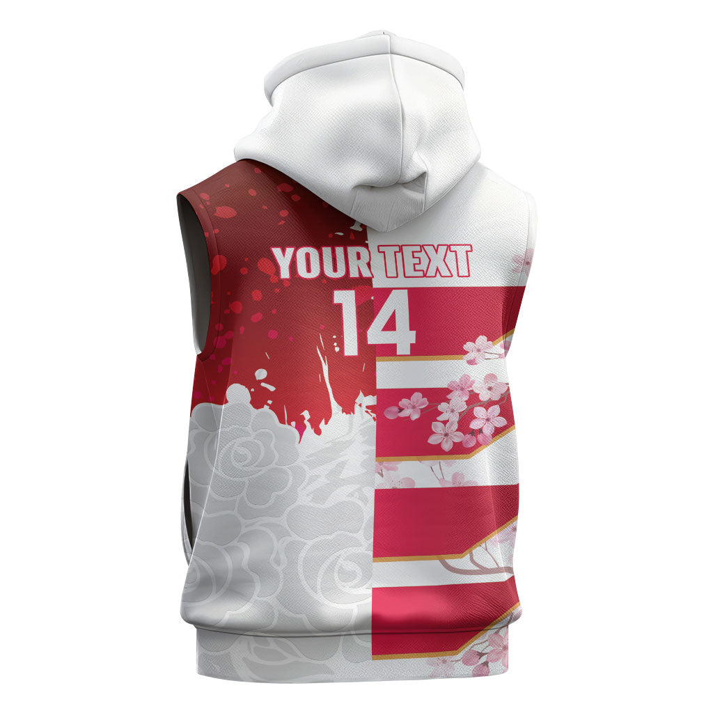 Japan and England Rugby Custom Sleeveless Zip Hoodie Brave Blossoms Red Roses Together LT14 - Polynesian Pride