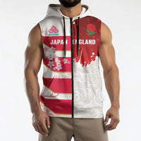 Japan and England Rugby Custom Sleeveless Zip Hoodie Brave Blossoms Red Roses Together LT14 - Polynesian Pride