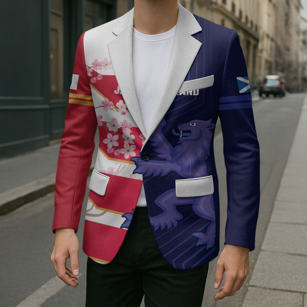 Japan and Scotland Rugby Custom Blazer Brave Blossoms Scottish Thistle Together LT14 - Polynesian Pride