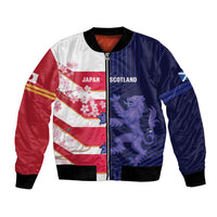 Japan and Scotland Rugby Custom Bomber Jacket Brave Blossoms Scottish Thistle Together