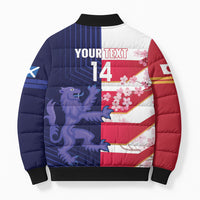 Japan and Scotland Rugby Custom Bomber Puffer Jacket Brave Blossoms Scottish Thistle Together